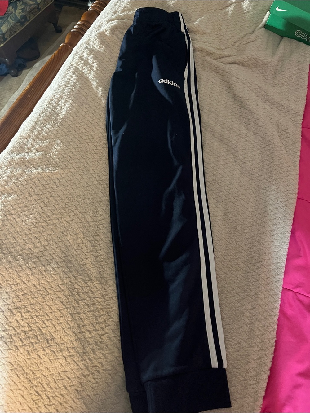 adidas Black Joggers with White Side Stripes - Kids